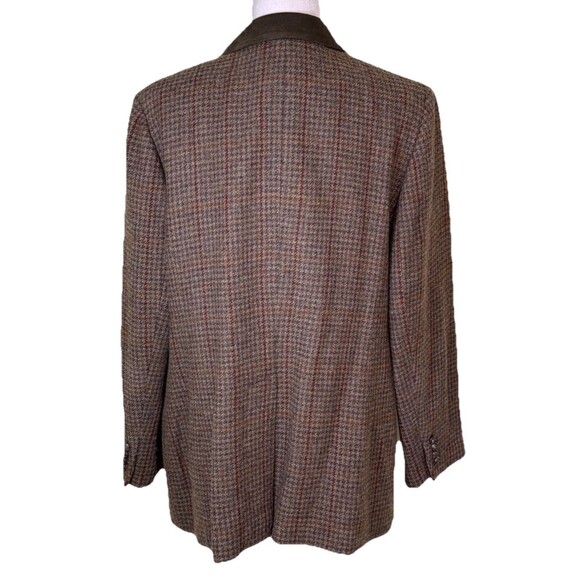 Vintage Lauren Ralph Lauren Brown Wool Houndstooth Equestrian Blazer Size 16W - Picture 3 of 9